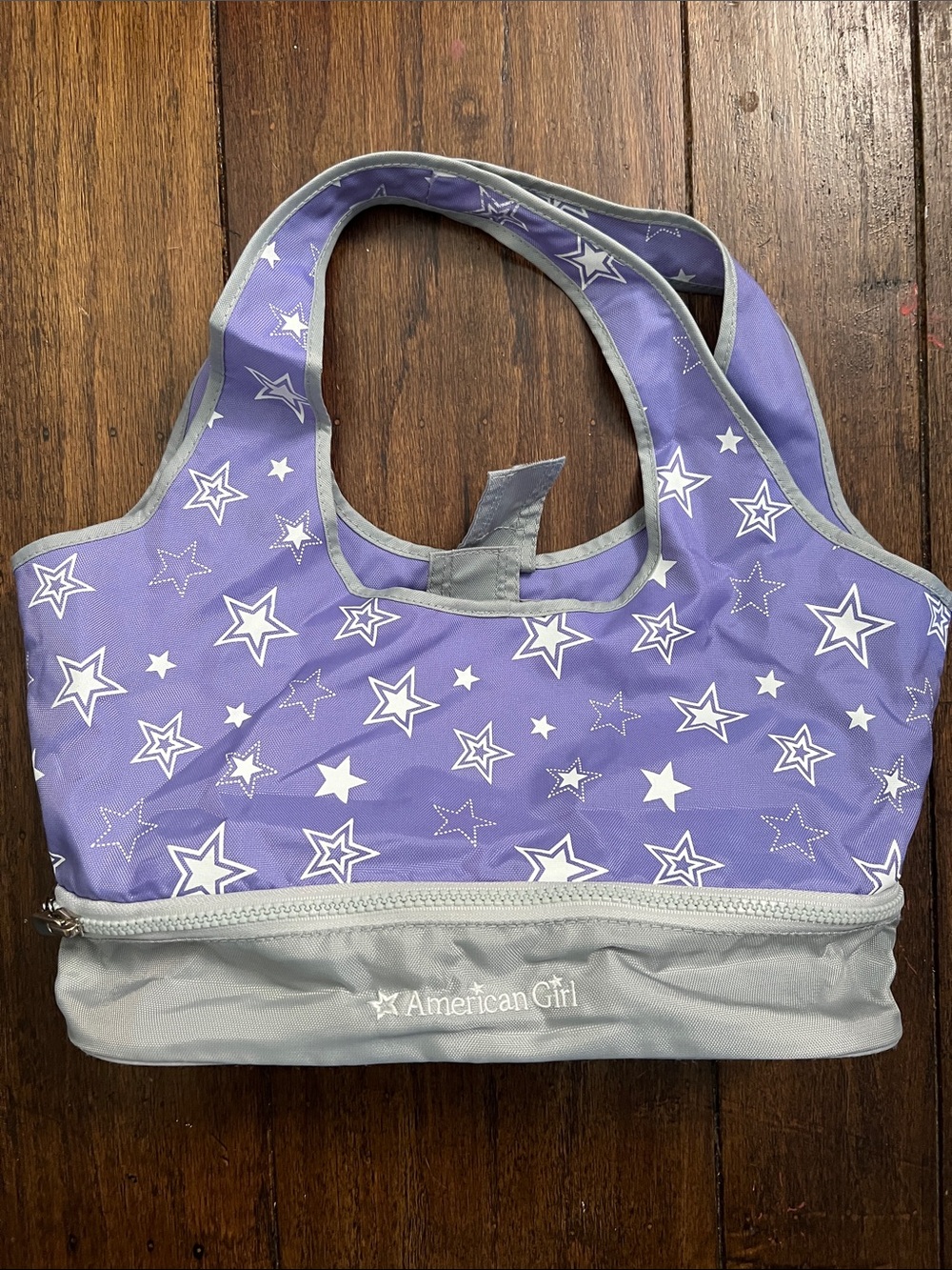 American Girl Lavender Star Print Tote with Gray Trim